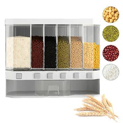 Multi-Section Dry Food Dispenser for Grains and Cereals